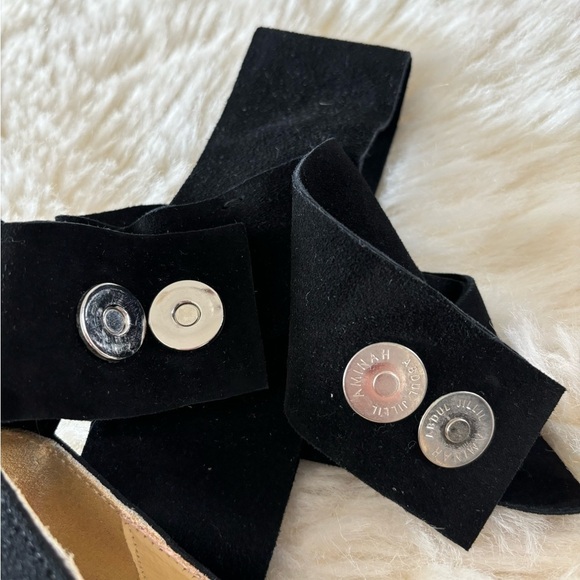 AMINAH ABDUL JILLIL Black Suede Bow Pumps  High Heels Sandals Shoes 8M - Picture 7 of 16